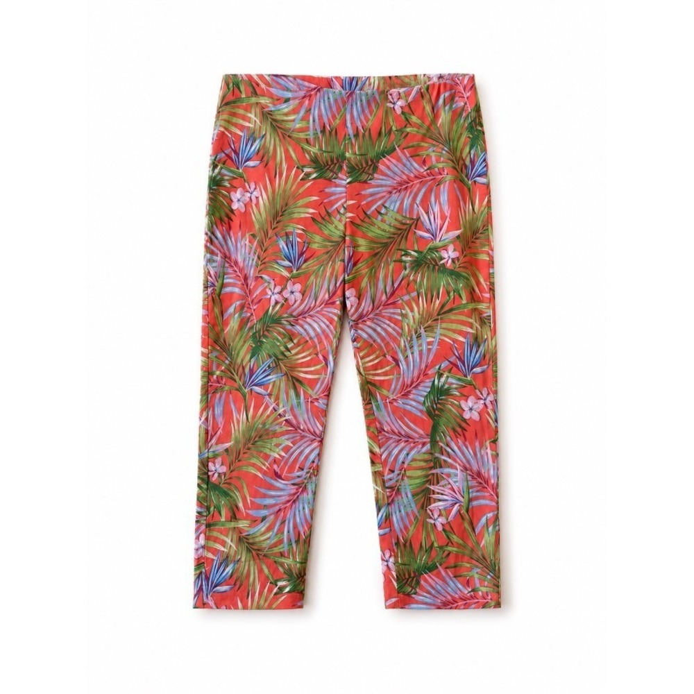 Bettina Star Womens Tropical Print Capri Pants Coral Palm Floral Size 6P
